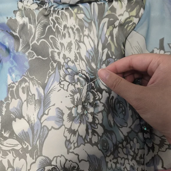 Dressbarn Blue Ruffle Sequin Fairy Midi Dress Size 12 - Picture 7 of 7